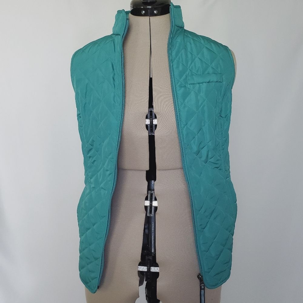 NEW Van Heusen Women's Quilted Vest Size XXS Blue Green Puffer Full Zip Pockets